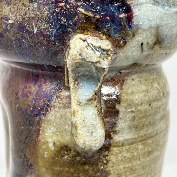 Ironstone Vase Hand Thrown Pottery Double Handle Unmarked 10.25" Tall - Picture 9 of 16